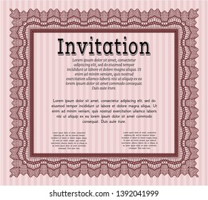 Red Vintage invitation template. Vector illustration. With linear background. Modern design. 