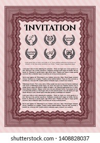 Red Vintage invitation template. Vector illustration. Easy to print. Perfect design. 