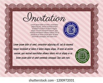 Red Vintage invitation. Vector illustration. Easy to print. Lovely design. 