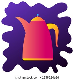 Red vintage kettle gradient flat icon with fluid background.