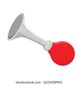 Red vintage klaxon or horn isolated on white background. Buzzer, hooter vector icon