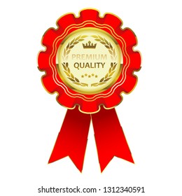 Red vintage label as a bow shape. Award element.