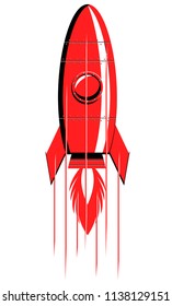 Red vintage launching rocket