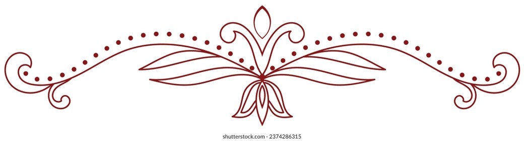 red vintage lines decorative elements Border flower collection