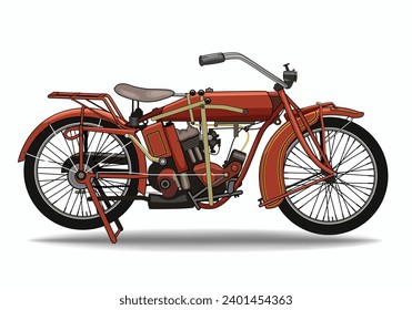 red vintage motorbike vector with isolated background..