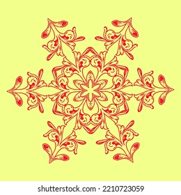 red vintage paper cut snowflake