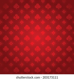 Red Vintage Poker Clubs Distressed Background 