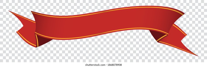red vintage ribbon banner label on transparent background