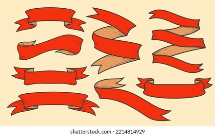 red vintage ribbon banner vector decoration illustration