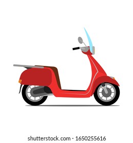 Red vintage scooter. Isolated scooter, template for branding and advertising. Vector Illustration