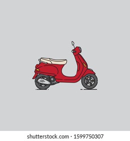 red vintage scooter line art