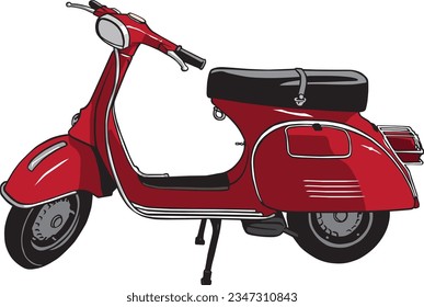 Un scooters rojo vintage aislado