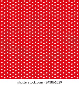 Red vintage seamless pattern from white hearts Valentine