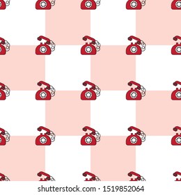 red vintage telephone pattern seamless background. vector ,illustration