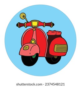 handgezeichnete rote Vespa-Vespa-Motorrad-Vektorgrafik