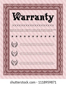 Red Vintage Warranty Certificate template. Money Pattern. Printer friendly. Customizable, Easy to edit and change colors. 