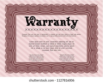 Red Vintage Warranty Certificate template. Lovely design. With guilloche pattern. Customizable, Easy to edit and change colors. 