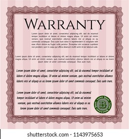 Red Vintage Warranty Certificate template. With complex background. Customizable, Easy to edit and change colors. Cordial design. 