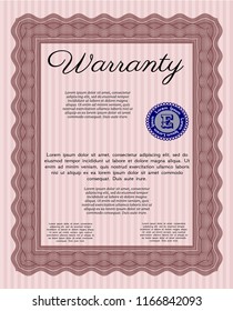 Red Vintage Warranty Certificate template. With complex background. Money style design. Customizable, Easy to edit and change colors. 