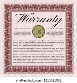 Red Vintage Warranty Certificate template. Money design. Customizable, Easy to edit and change colors. Printer friendly. 