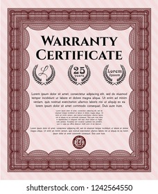 Red Vintage Warranty Certificate template. Easy to print. Sophisticated design. Customizable, Easy to edit and change colors. 