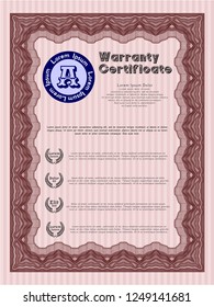 Red Vintage Warranty Certificate template. Money Pattern design. Customizable, Easy to edit and change colors. With great quality guilloche pattern. 
