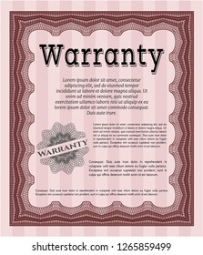 Red Vintage Warranty Certificate template. Printer friendly. Detailed. Excellent design. 