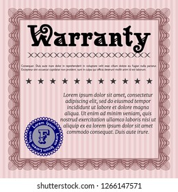 Red Vintage Warranty Certificate template. Perfect design. Vector illustration. With complex background. 