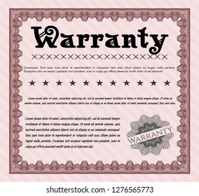 Red Vintage Warranty Certificate template. Customizable, Easy to edit and change colors. With guilloche pattern. Money Pattern. 
