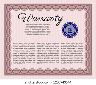 Red Vintage Warranty Certificate template. Printer friendly. Excellent design. Customizable, Easy to edit and change colors. 