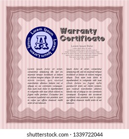 Red Vintage Warranty Certificate template. Customizable, Easy to edit and change colors. With complex linear background. Superior design. 