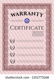 Red Vintage Warranty Certificate template. Sophisticated design. Easy to print. Customizable, Easy to edit and change colors. 