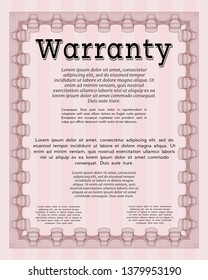 Red Vintage Warranty Certificate template. Vector illustration. With guilloche pattern. Lovely design. 