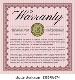 Red Vintage Warranty Certificate template. Money Pattern design. Customizable, Easy to edit and change colors. With great quality guilloche pattern. 