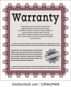 Red Vintage Warranty Certificate template. Elegant design. With complex linear background. Customizable, Easy to edit and change colors. 