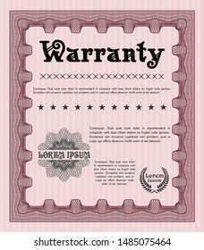 Red Vintage Warranty Certificate template. Customizable, Easy to edit and change colors. With background. Modern design. 