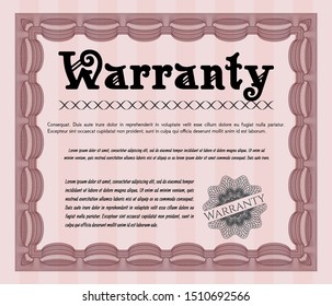 Red Vintage Warranty Certificate template. Perfect design. With quality background. Detailed. 
