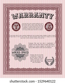 Red Vintage Warranty Certificate template. Good design. With complex background. Customizable, Easy to edit and change colors. 