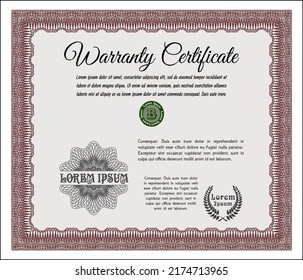 Red Vintage Warranty Certificate Template Lovely Stock Vector (royalty 