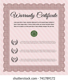 Red Vintage Warranty Certificate template. Money design. Customizable, Easy to edit and change colors. Complex background. 