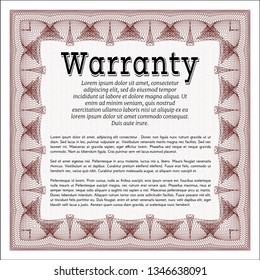 Red Vintage Warranty template. Artistry design. Customizable, Easy to edit and change colors. Complex background. 