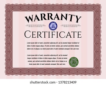 Red Vintage Warranty template. With background. Money design. Customizable, Easy to edit and change colors. 