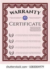  Red Vintage Warranty template. Beauty design. Detailed. With complex background. 