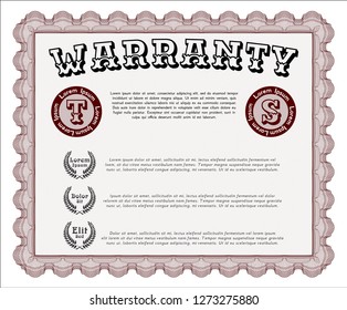 Red Vintage Warranty template. With complex linear background. Customizable, Easy to edit and change colors. Money Pattern design. 