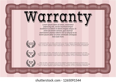 Red Vintage Warranty template. Customizable, Easy to edit and change colors. With guilloche pattern and background. Elegant design. 