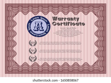 Red Vintage Warranty template. Customizable, Easy to edit and change colors. With complex background. Good design. 