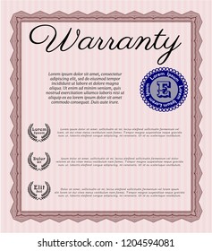 Red Vintage Warranty template. Detailed. Complex background. Excellent design. 