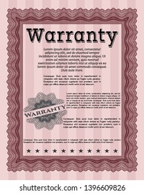 Red Vintage Warranty template. Detailed. With linear background. Nice design. 