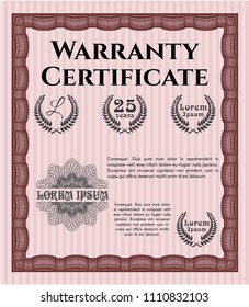 Red Vintage Warranty template. Easy to print. Money Pattern. Customizable, Easy to edit and change colors. 