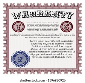 Red Vintage Warranty template. Easy to print. Detailed. Elegant design. 